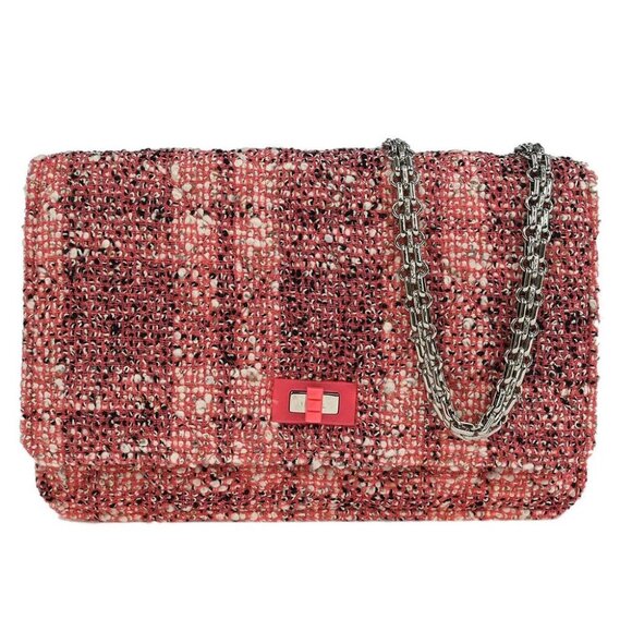 Chanel Pink Tweed Mademoiselle Lock Classic WOC Wallet On Chain - Picture 1 of 10